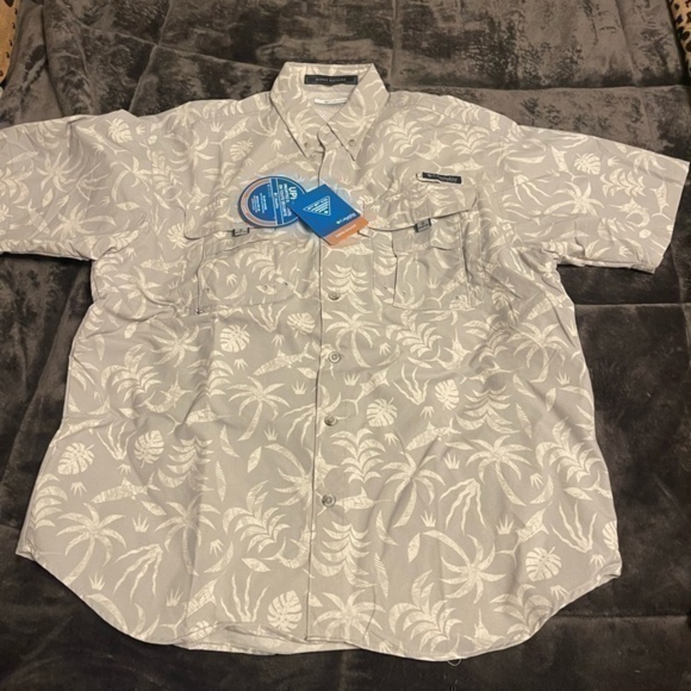 NWT Columbia PFG Super Bahama Shirt Mens Sz S Fishing Shirt Upf 30